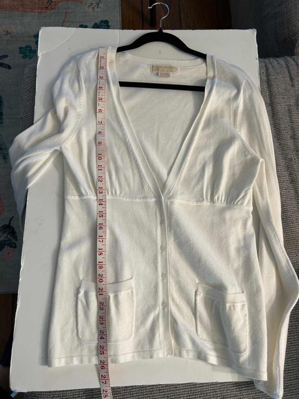 Michael Michael kors cardigan sweater white v neck with pockets size medium - Picture 7 of 8
